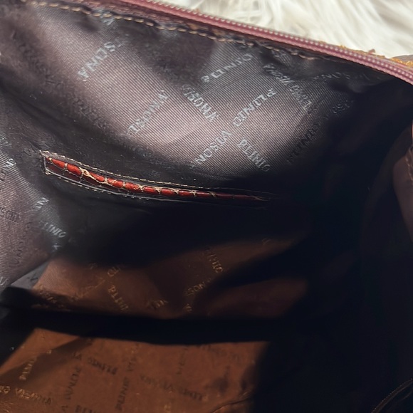 Plinio Visona Croc Leather Brown Shoulder Bag - Picture 9 of 13